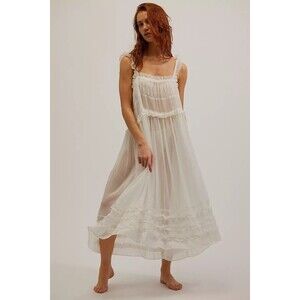 Free People Ivory Ruffle-Trim Sheer Midi Dress
